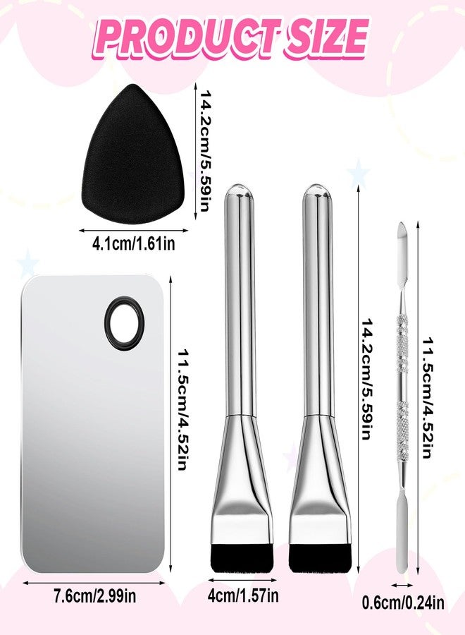 DOPENSPI Makeup Mixing Palette with 2PCS Flat Foundation Brush and Spatula and Powder Puff, Stainless Steel Makeup Palette Tray Cosmetic Palettes with Spatula Tool for Liquid Powder Cream - Image 2